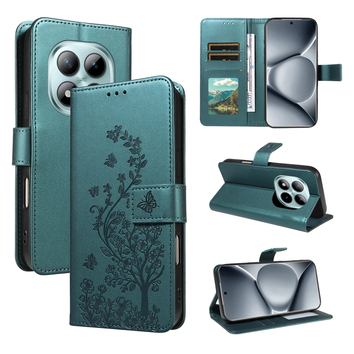 Floral Embossed Flip Wallet Phone Case for Redmi Note 15 Pro+, Redmi Note 15 5G, Redmi Note 8, Redmi Note 8 Pro, Redmi 9A, Redmi Note 9S, Redmi Note 11 Pro, Redmi Note 9 Pro, Redmi Note 11 4G, Redmi Note 11S, Redmi Note 12 Pro+ & More Models
