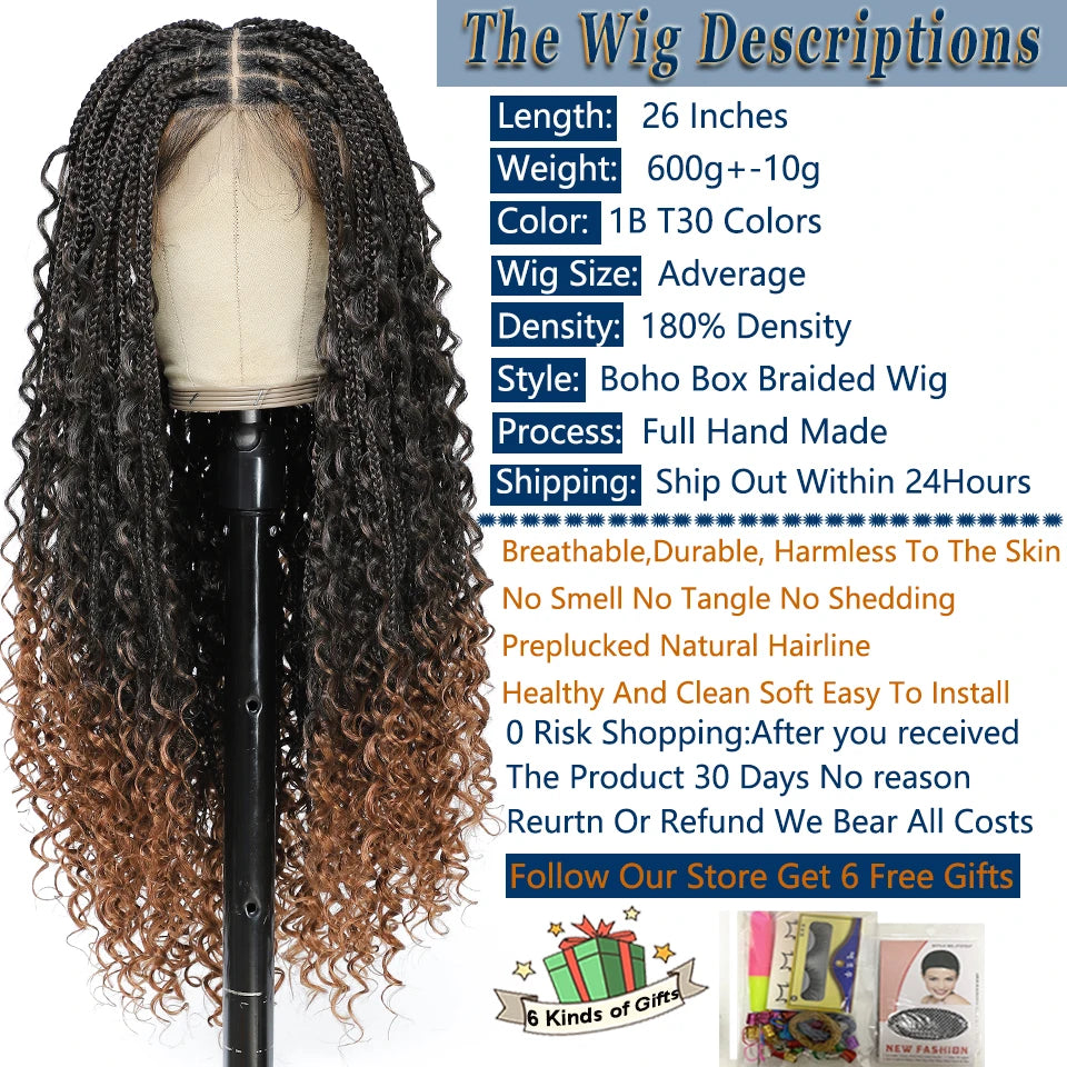 Boho Goddess Box Braid Wig with Baby Hair Lace Front Braided Wig - OSASCO