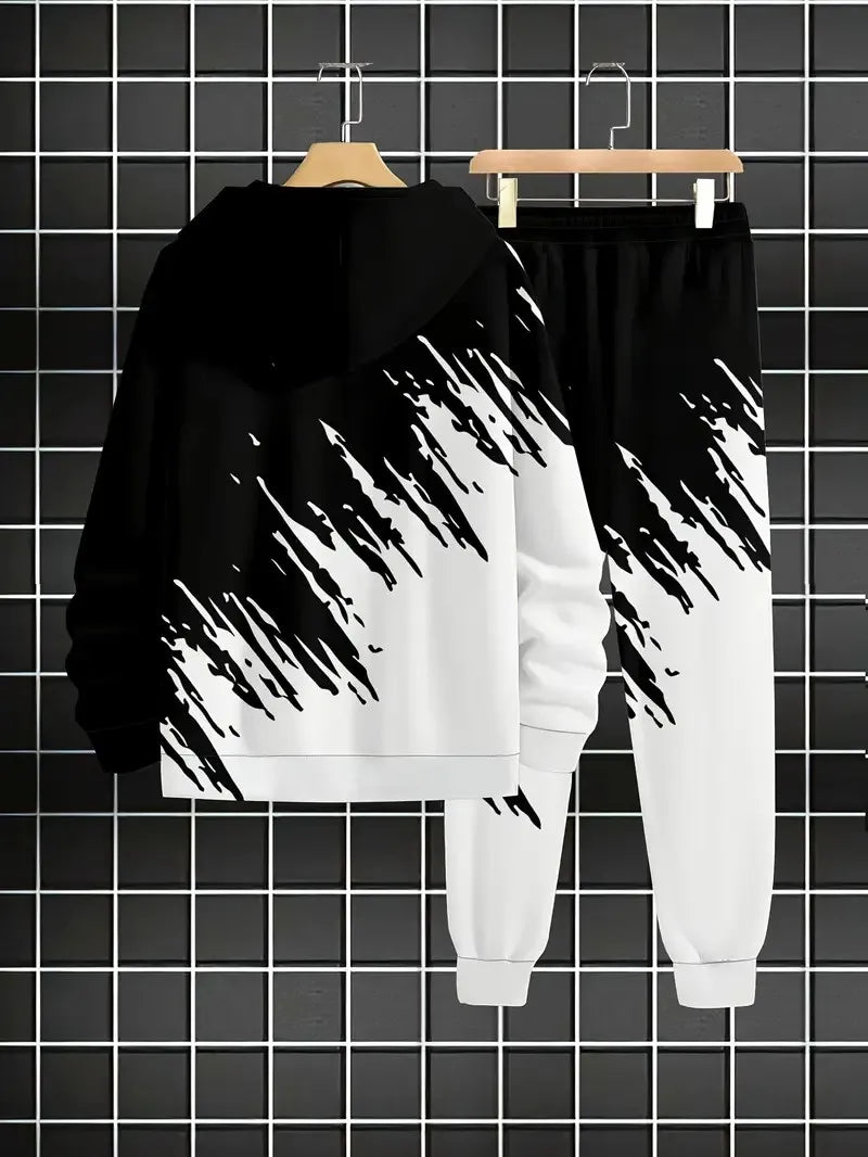Men's Gradient Print Casual Outfit Set