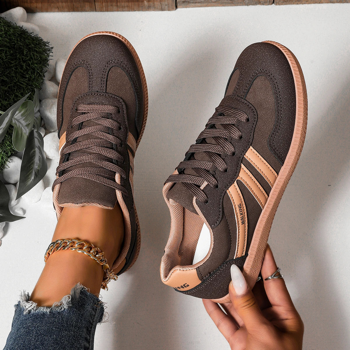 Women's Brown Round-Toe Casual Shoes — product view