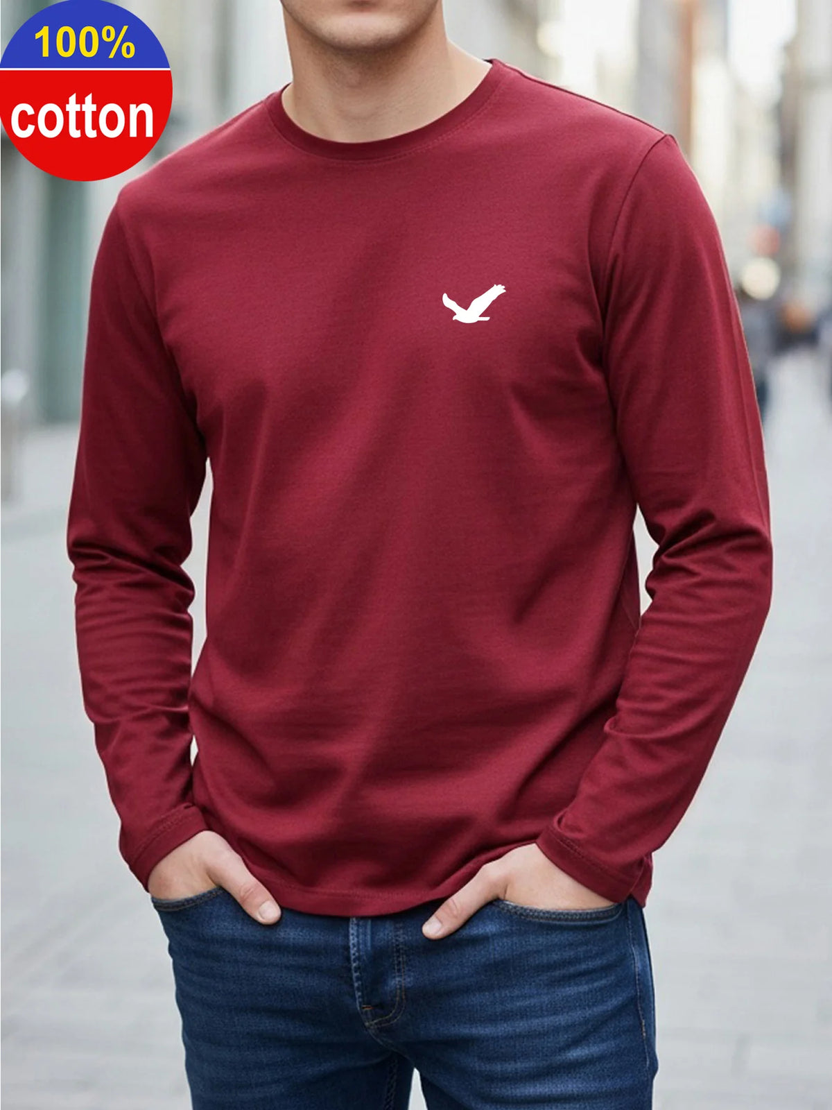 Men's Animal Print Long-Sleeve Casual T-Shirt