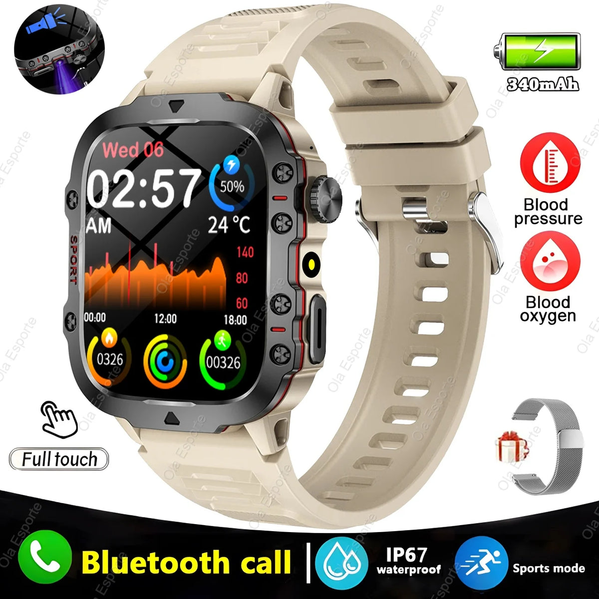1.81-Inch Calling Smartwatch with Flashlight