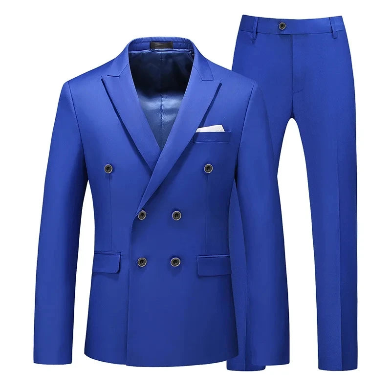 Men's 2-Piece Slim Fit Double-Breasted Peak Lapel Suit Set — product view