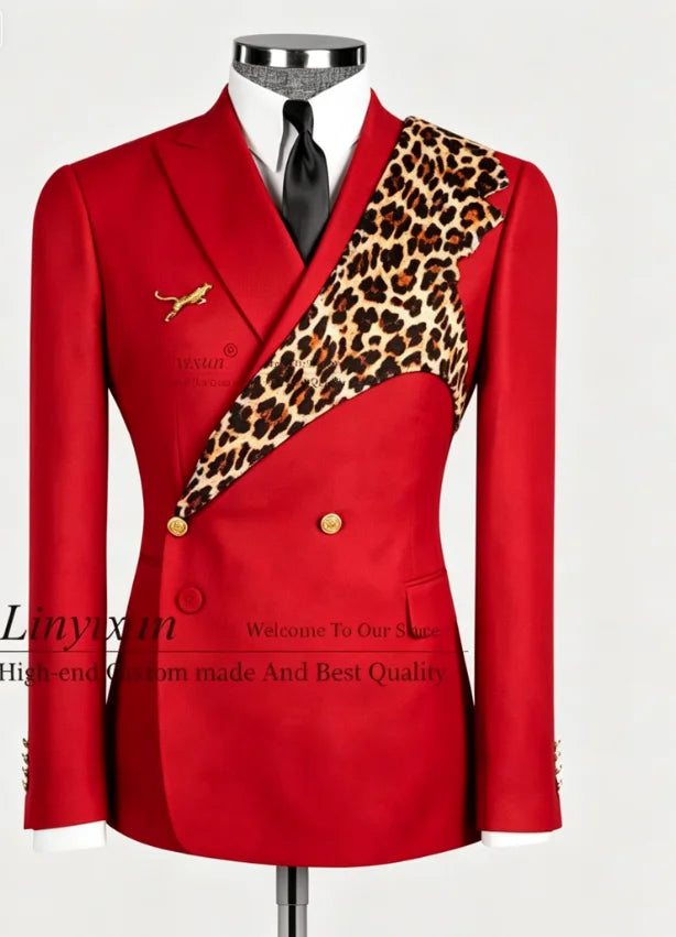 Men's Leopard Print 2-Piece Slim Fit Suit Set — product view