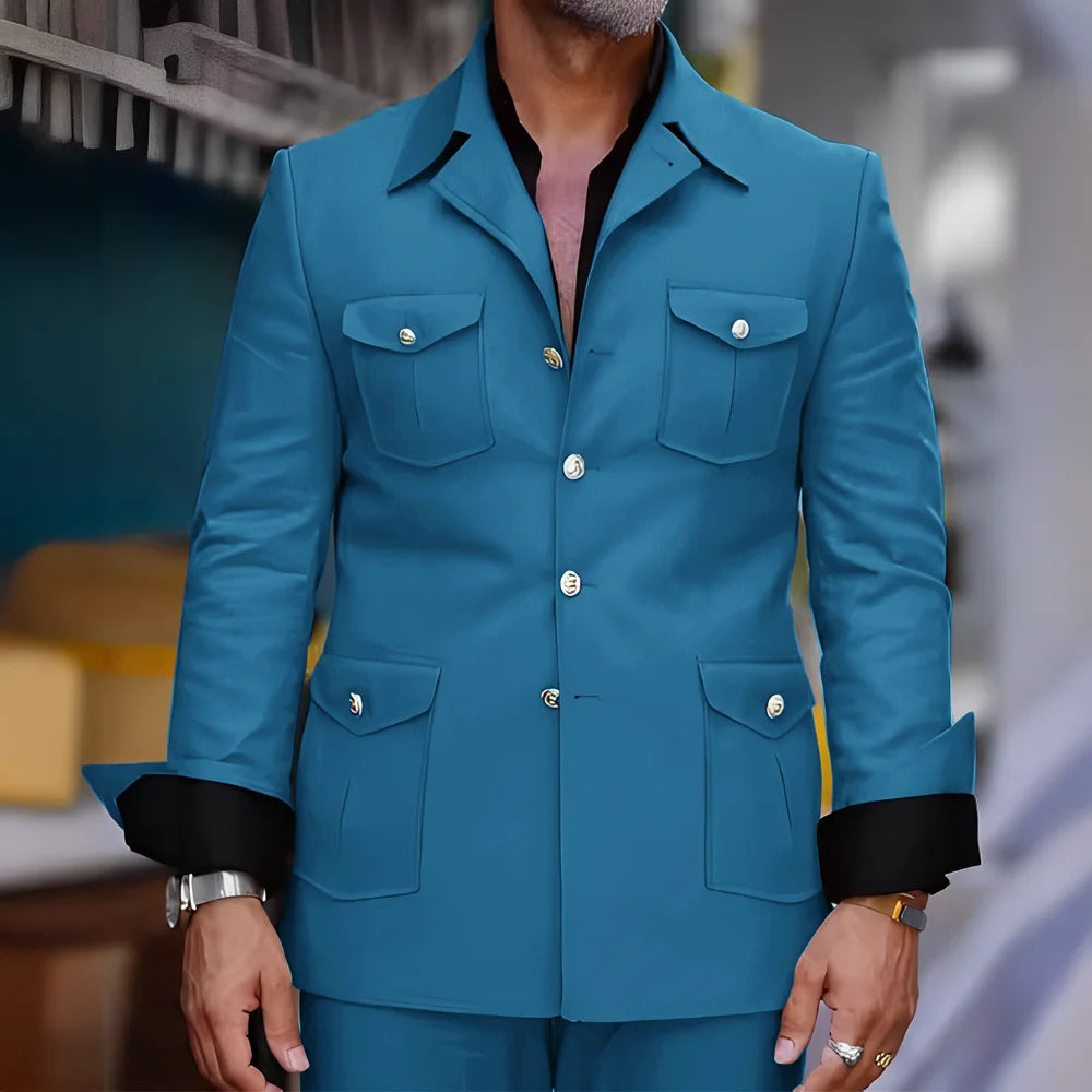 Men's Safari-Collar Jacket & Trouser Set