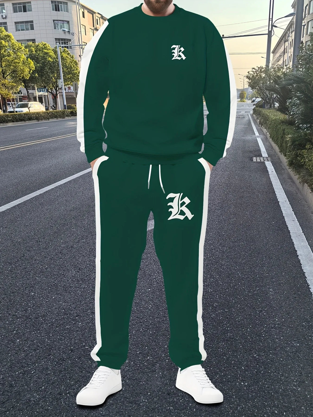 Men's Letter Print Sweatshirt & Pants Set