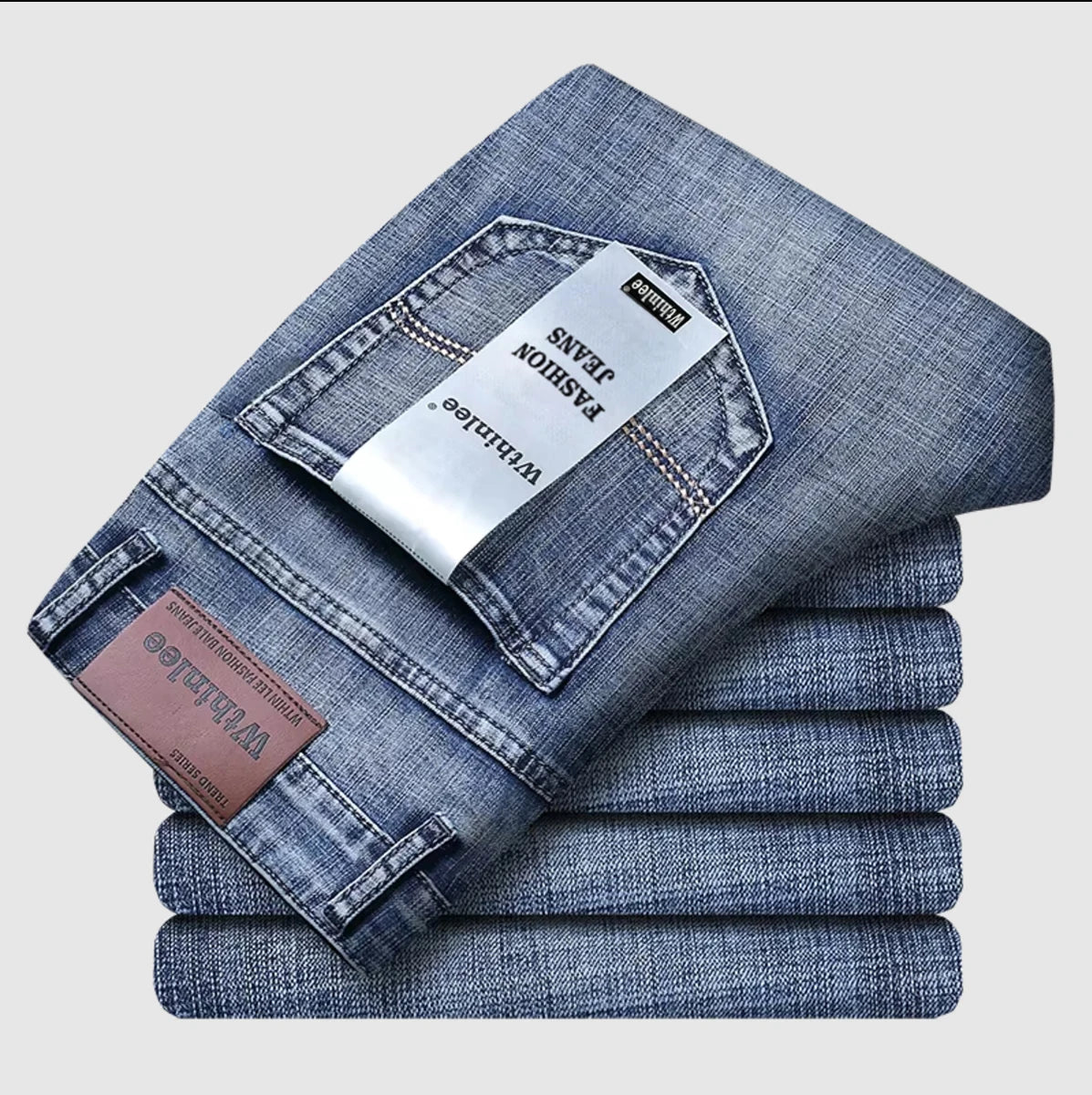 Men's Blue Straight-Leg Stretch Denim Jeans - Lightweight — product view