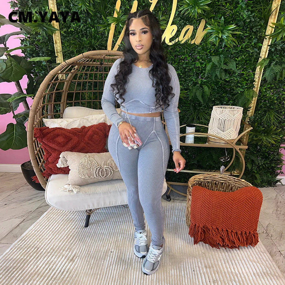 Women's Ribbed Top & Leggings Set