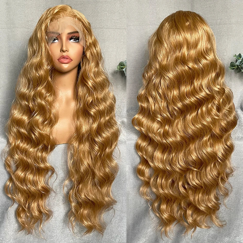 Light Brown Synthetic Lace Wig Super Long Loose Wave 13x6 Lace - OSASCO