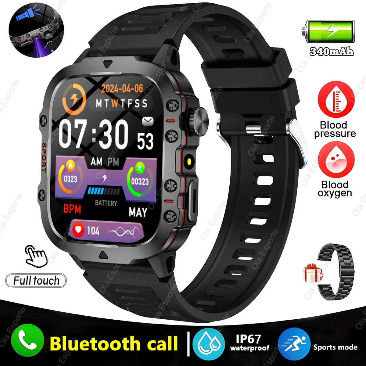 1.81-Inch Calling Smartwatch with Flashlight