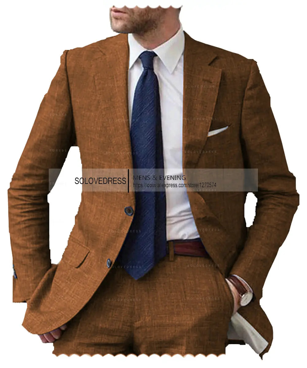 Men's Linen Slim-Fit Suit Set — product view