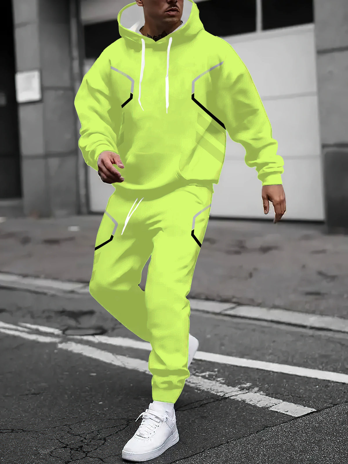 Men's Graphic Print Hoodie & Pants Set