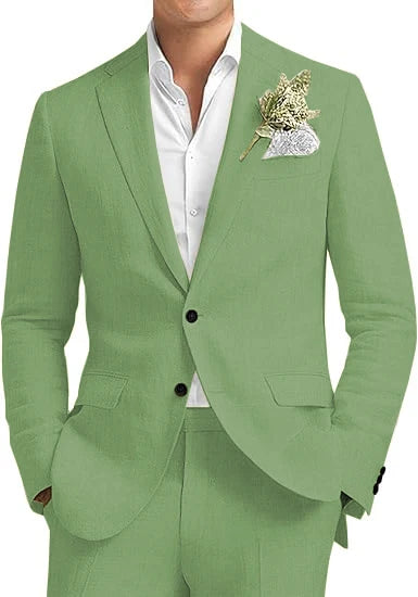 Men's Linen 2-Piece Notched Lapel Suit Set — product view