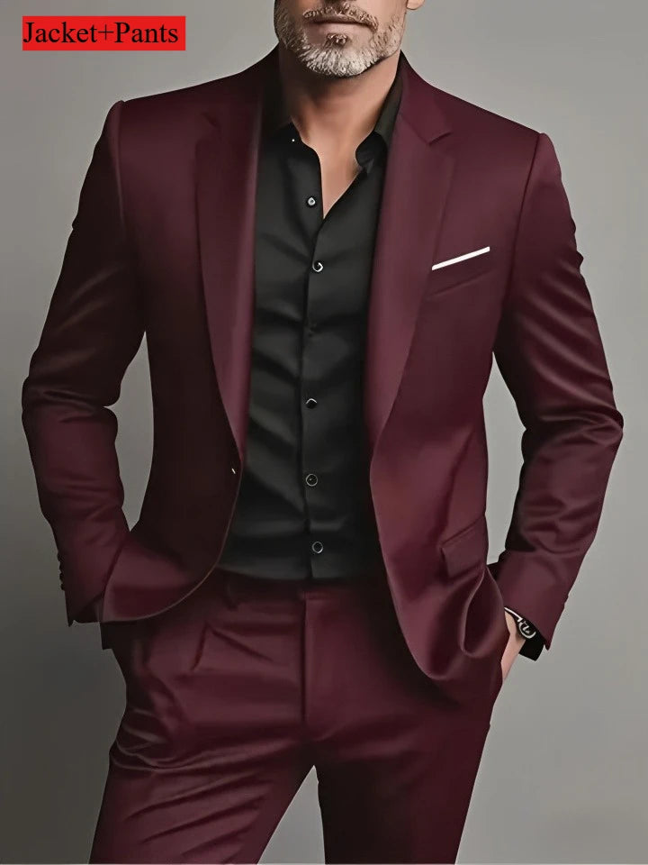 Men's Black Slim-Fit Suit Set — product view