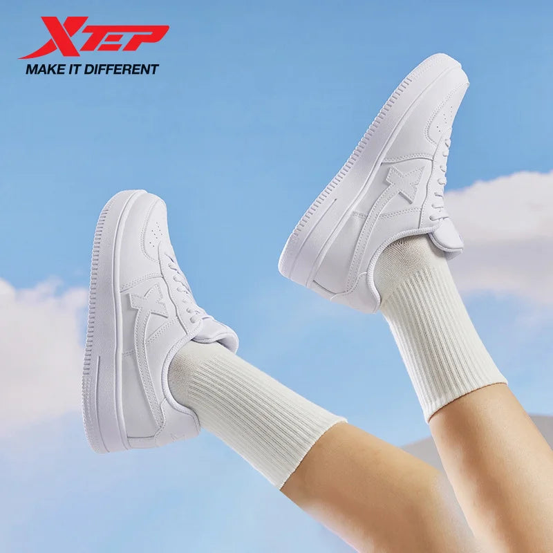 Unisex White Lace-Up Skate-Style Sneakers — product view
