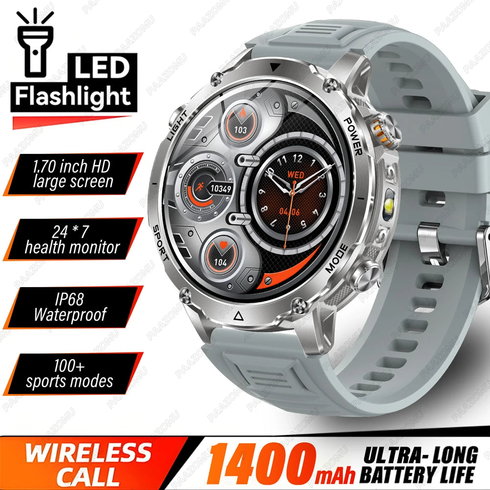 Outdoor 1.7-Inch Calling Smartwatch with Flashlight