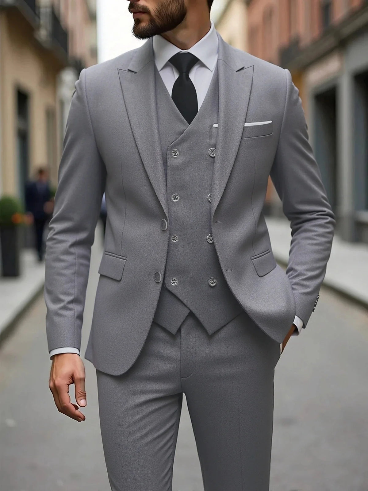 Men's Slim Fit Three-Piece Wedding Suit