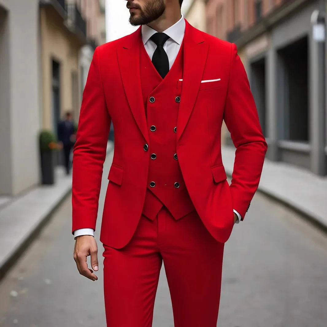 Men's Peak-Lapel Three-Piece Suit