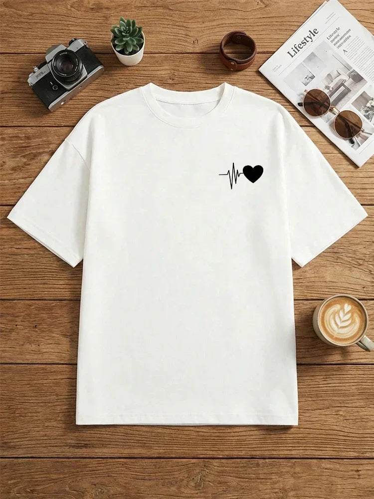 Women's Heart Print Casual T-Shirt