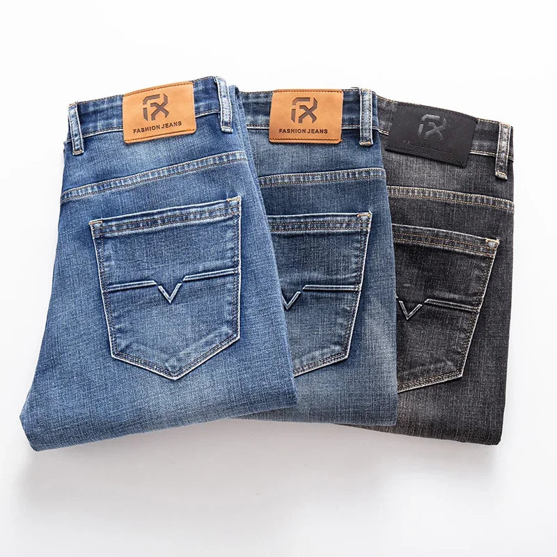 Men's Blue Regular Fit Stretch Denim Jeans — product view