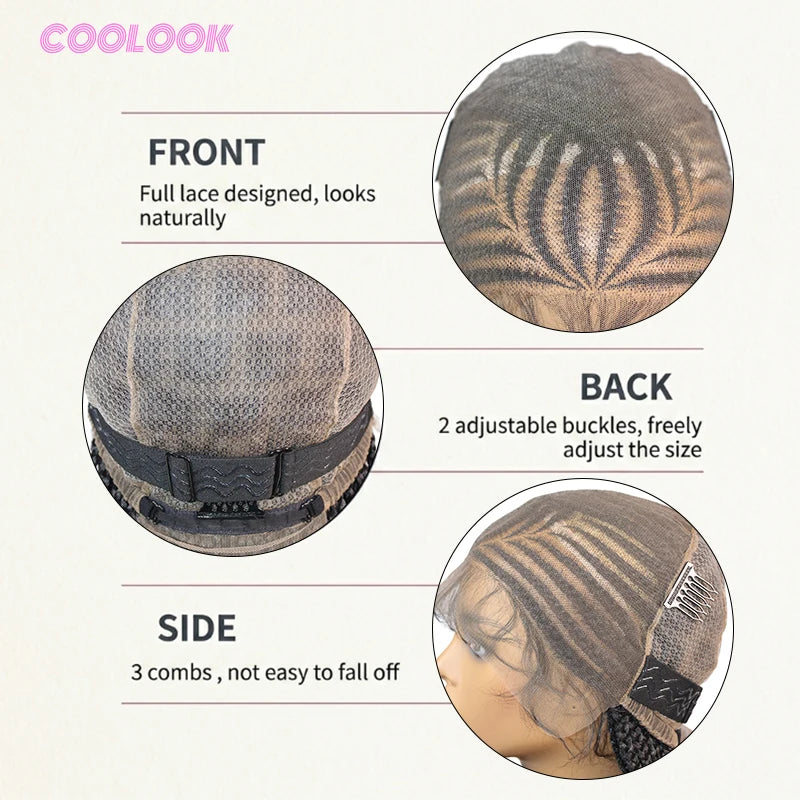 36' Box Braided Wig Artistic Tribal Cornrow Wig Pattern Long Knotless - OSASCO