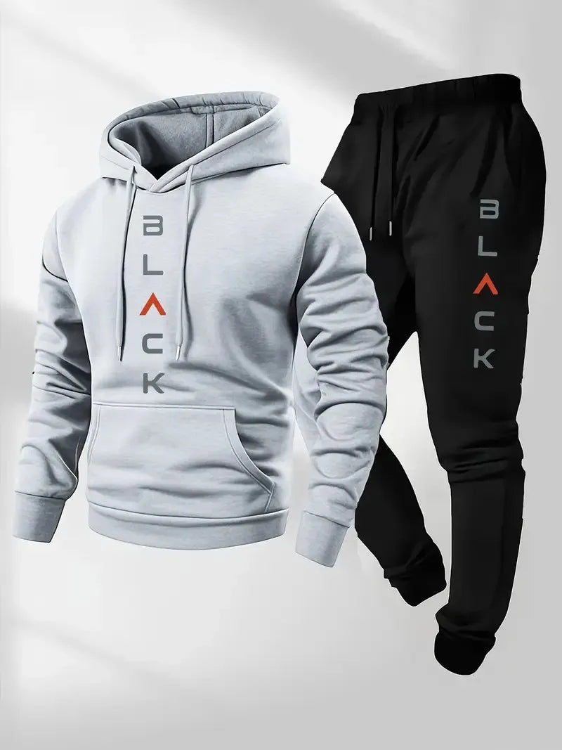 Men's Letter Print Hoodie & Pants Set