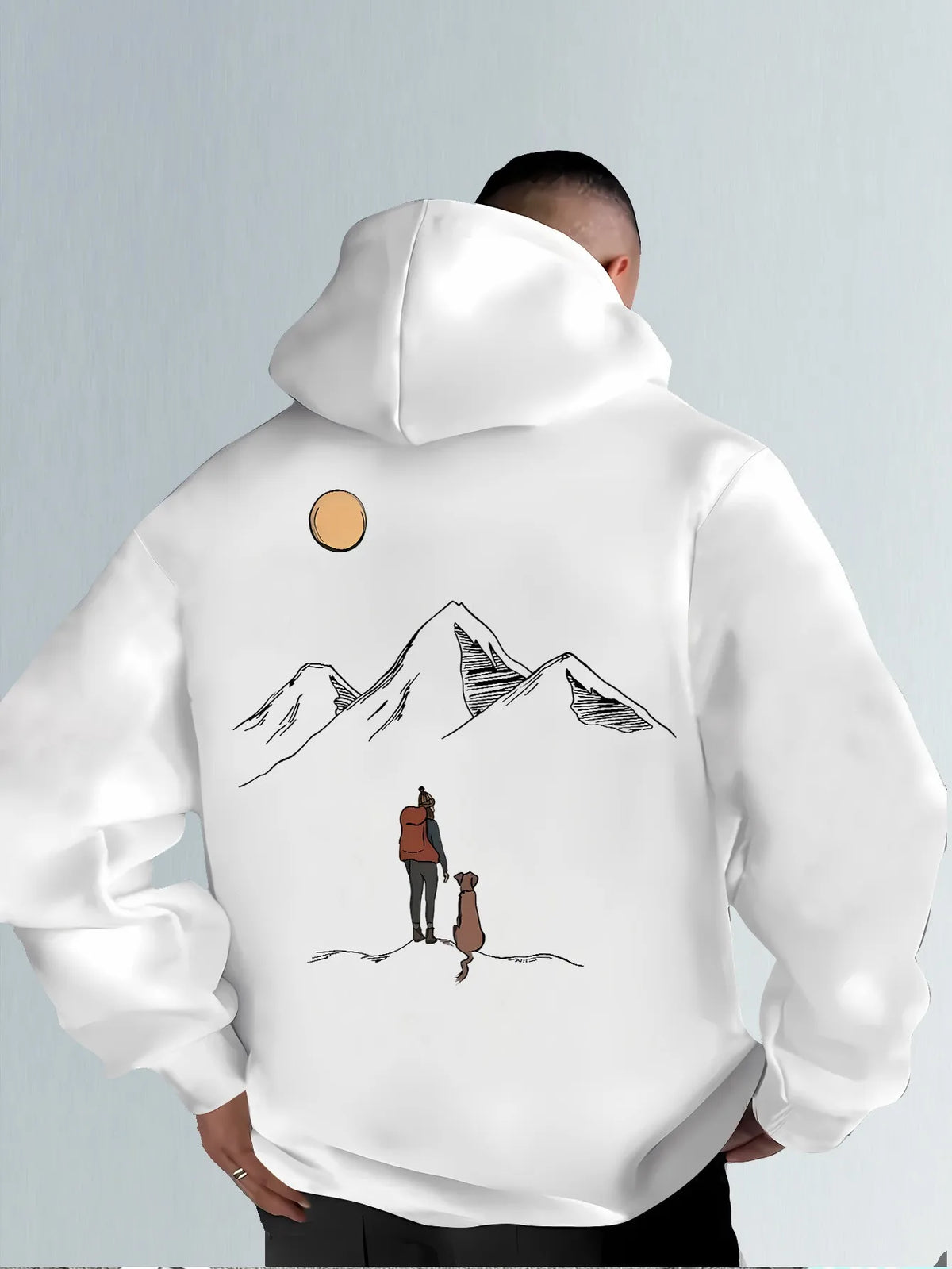 Men's Mountain Print Casual Hoodie
