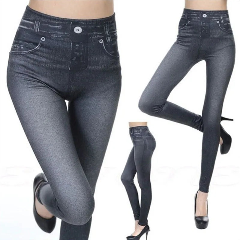 Women's Stretch Denim-Look Leggings — product view
