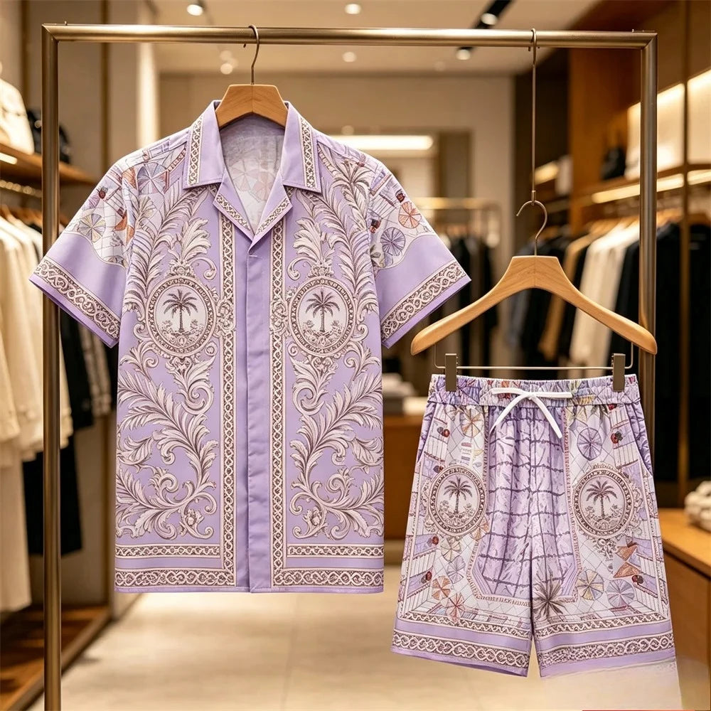 Men's Animal Print Top & Shorts Set