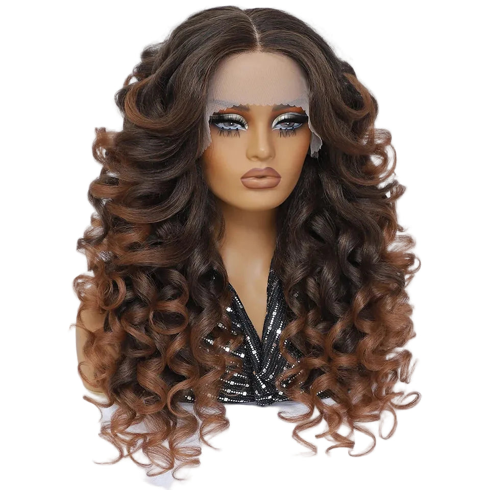 Lace Front Wig Curly Latisha Synthetic Blonde Pink Blue Black White - OSASCO
