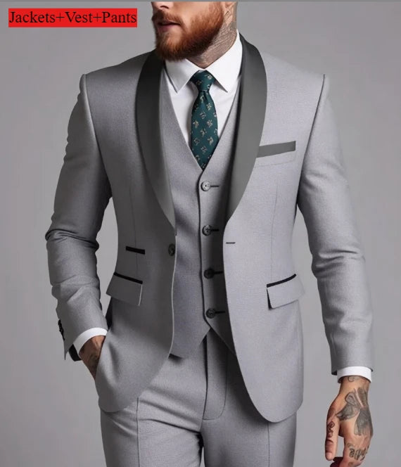 Men's Slim-Fit Notched Lapel Suit Set — product view