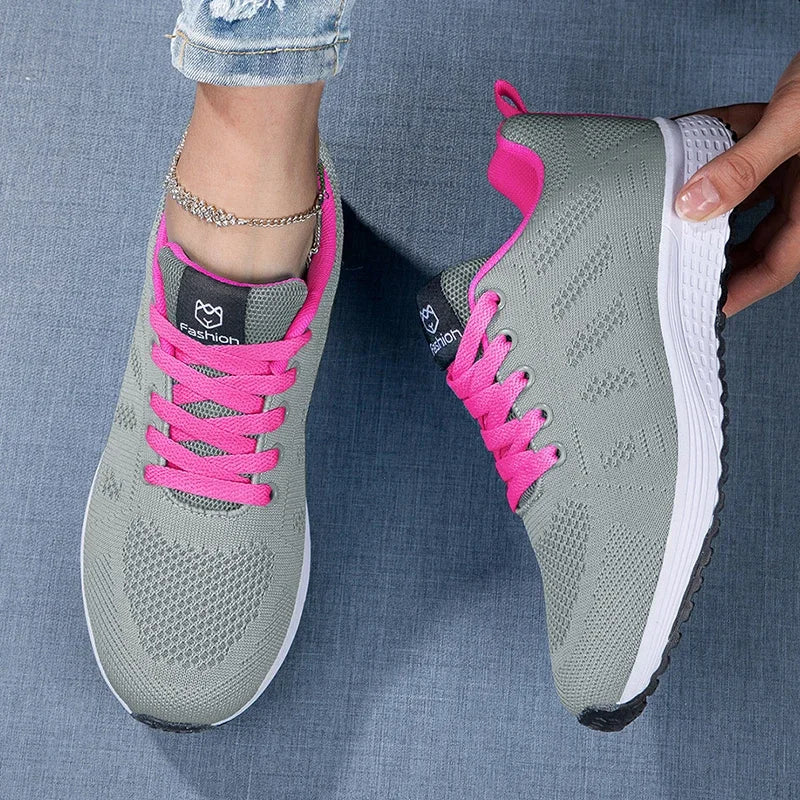 Women's Mesh Lace-Up Walking Sneakers — product view