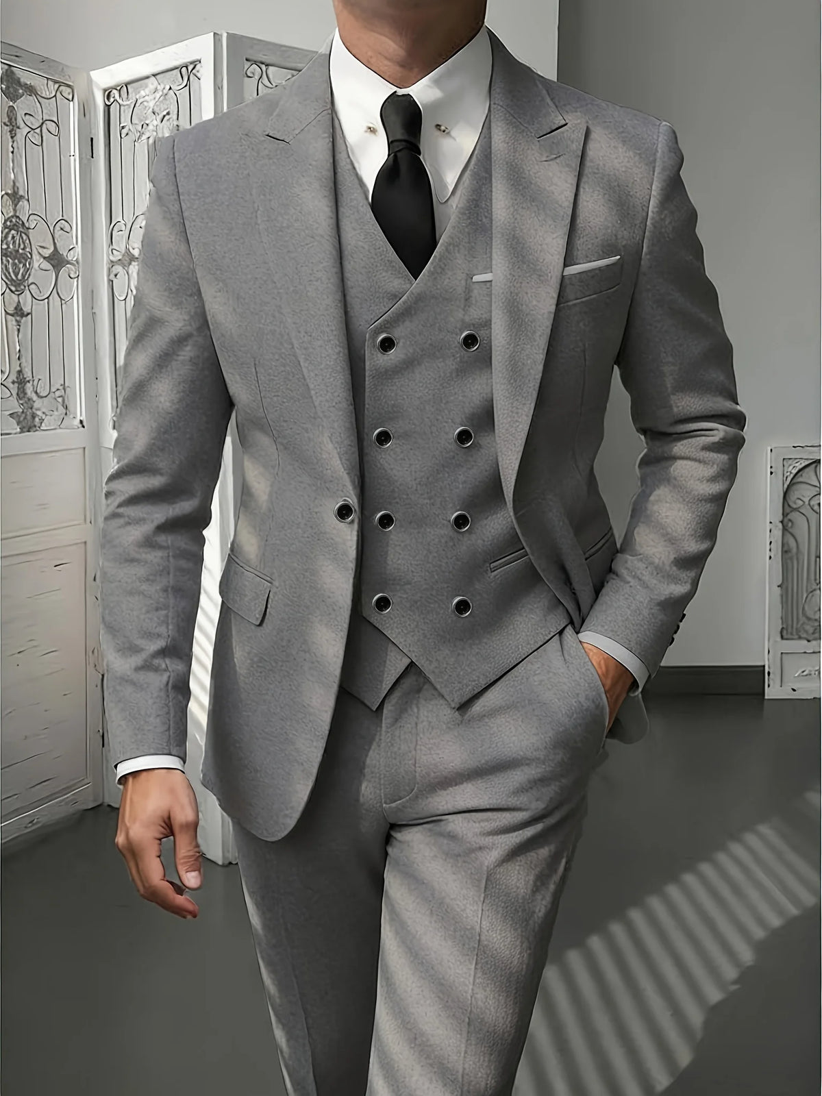 Men's 3-Piece Slim Fit Notched Lapel Suit Set — product view