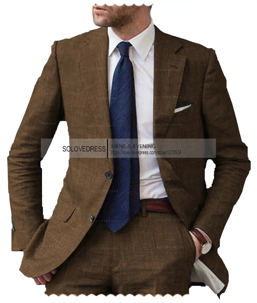 Men's Linen Slim-Fit Suit Set — product view