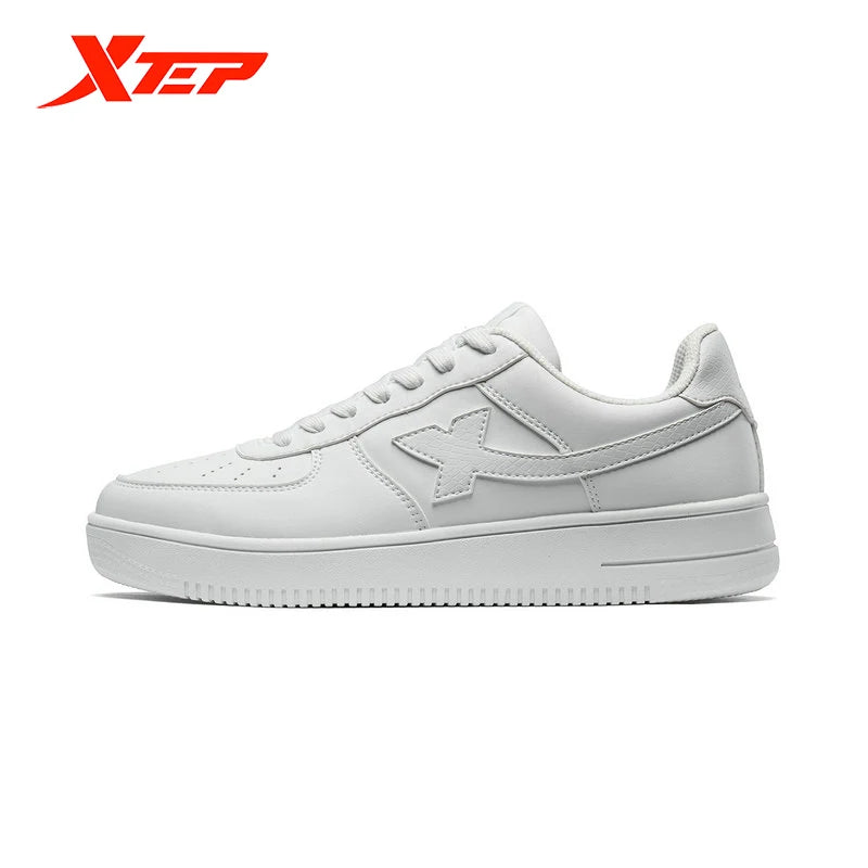 Unisex White Lace-Up Skate-Style Sneakers — product view