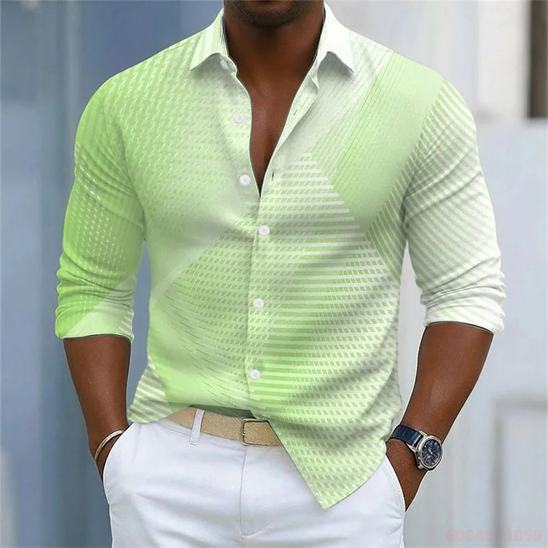 Men's Striped Long-Sleeve Casual Shirt