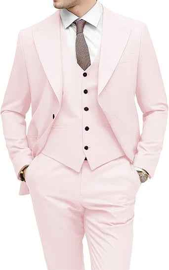 Men's 3-Piece Slim Fit Peak Lapel Suit Set — product view