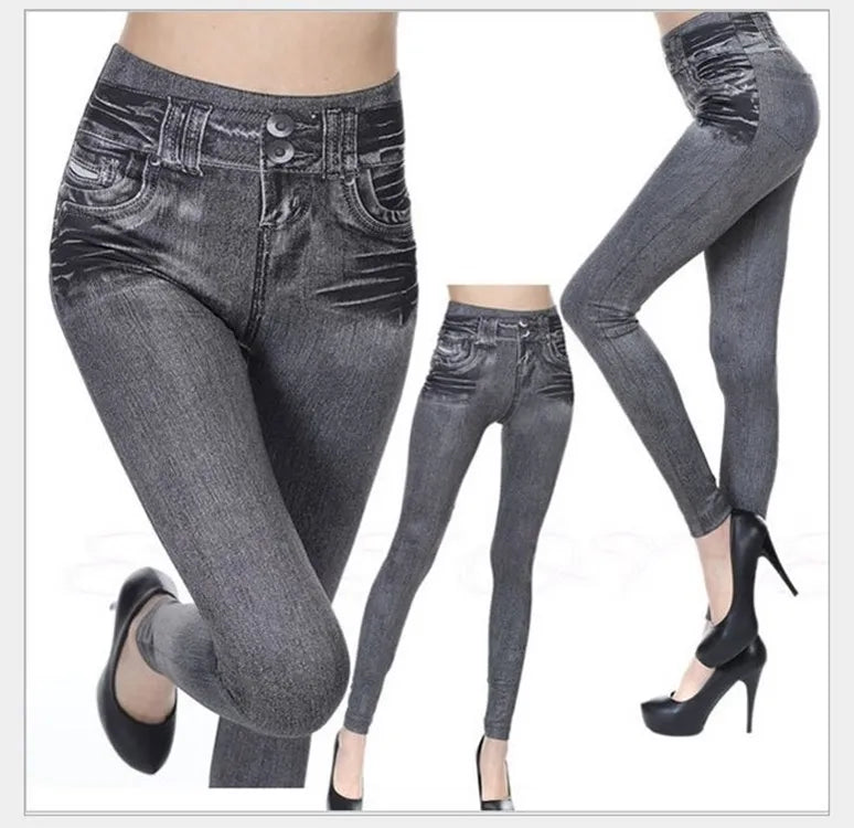 Women's Stretch Denim-Look Leggings — product view