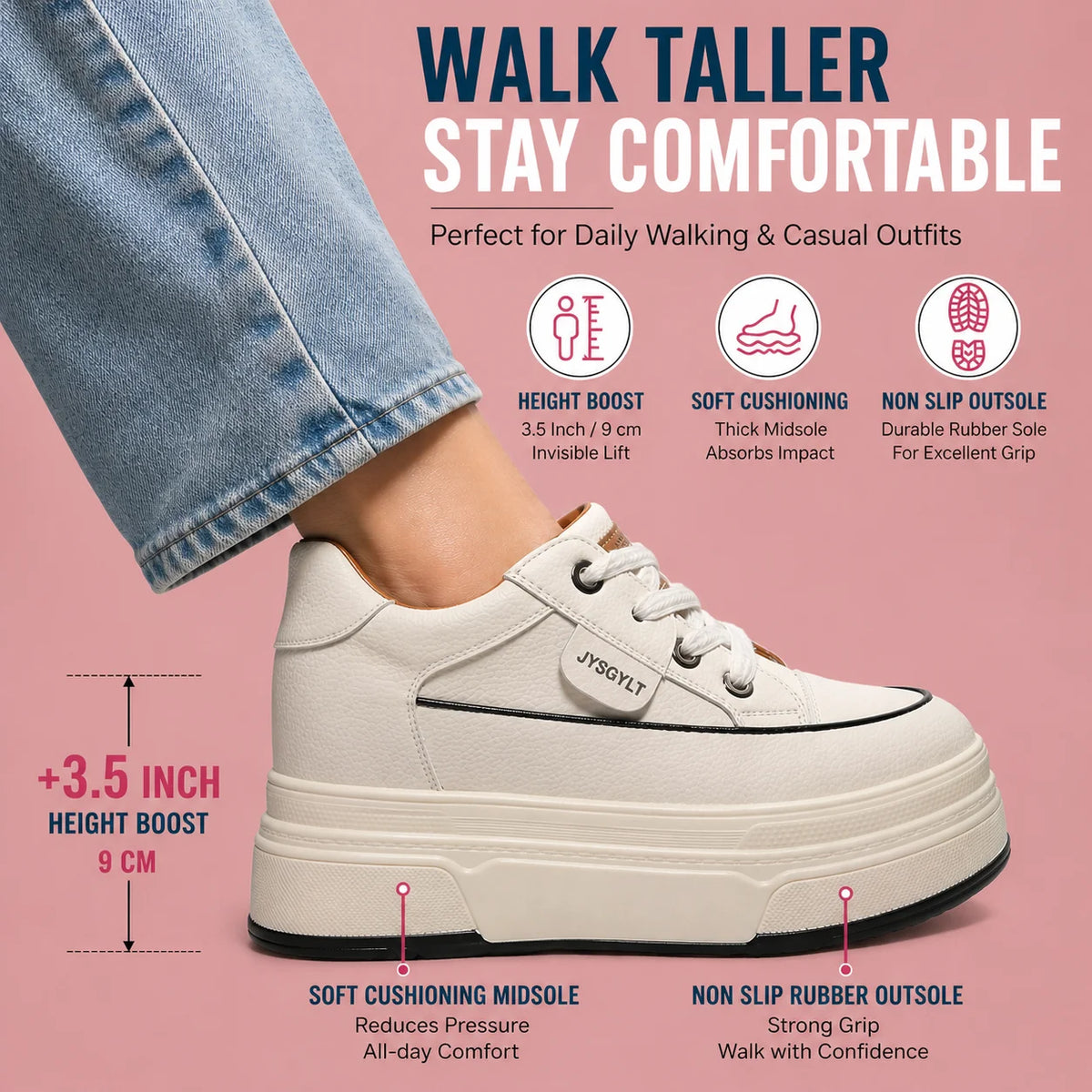 Women's Hidden-Wedge Platform Sneakers — product view