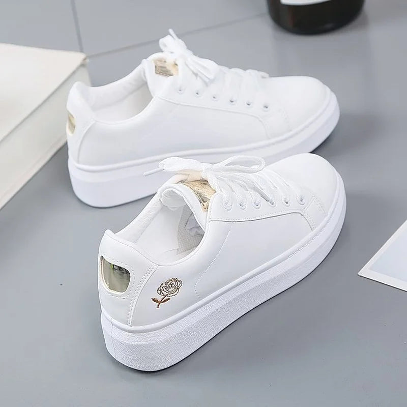 Women's Embroidered Lace-Up Sneakers — product view