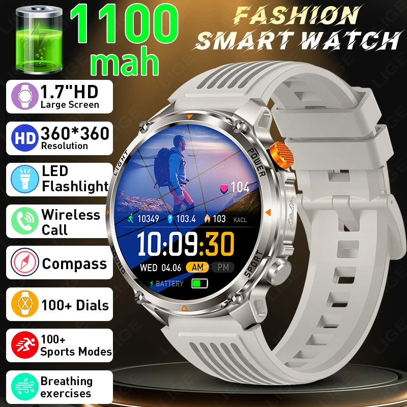 Outdoor 1.46-Inch Calling Smartwatch with Flashlight