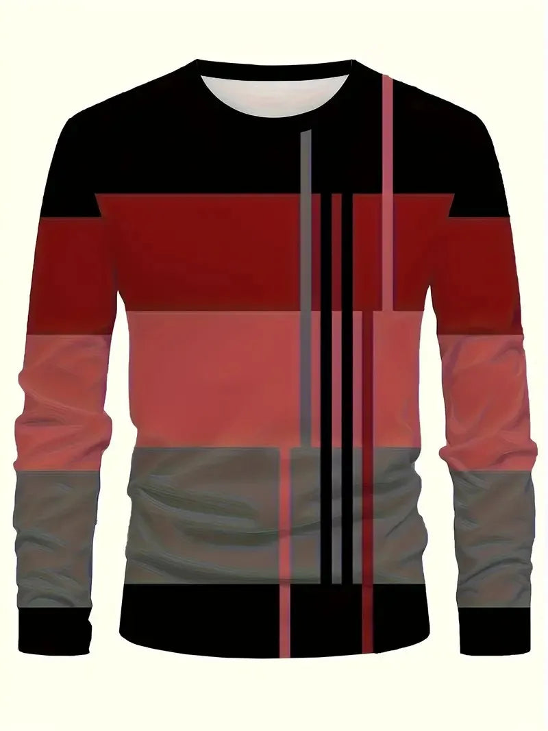 Men's Graphic Print Long-Sleeve Casual T-Shirt