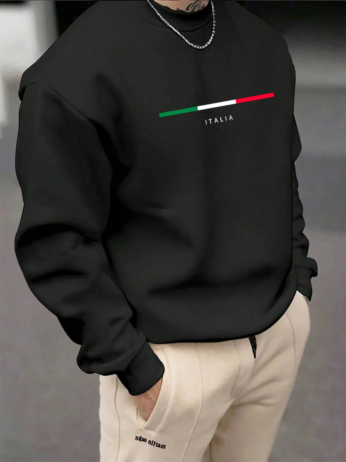 Men's Letter Print Crew-Neck Sweatshirt