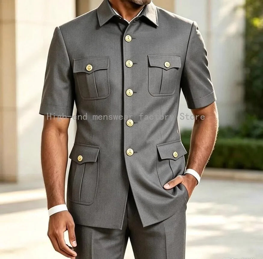 Men's Brown 2-Piece Slim Fit Suit Set — product view