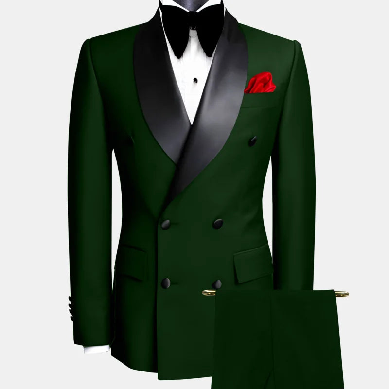 Men's Slim-Fit Double-Breasted Shawl Lapel Suit Set — product view
