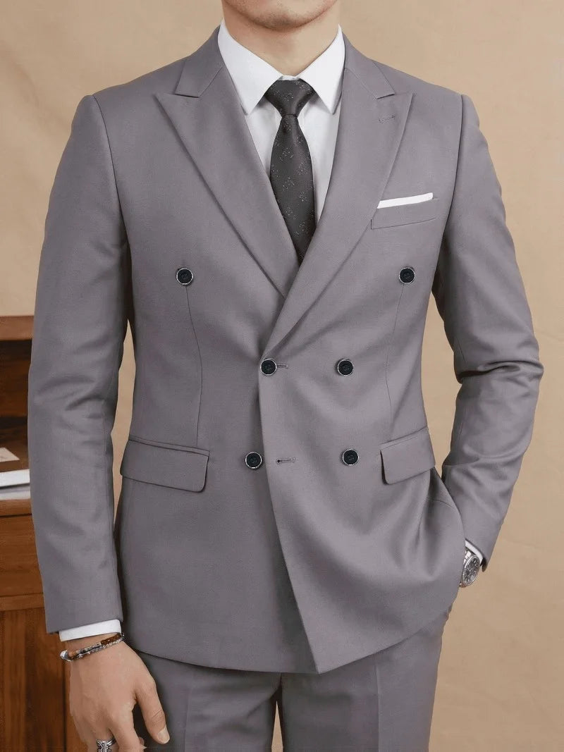 Men's Slim-Fit Double-Breasted Suit Set — product view