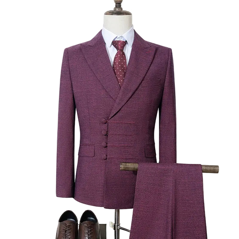 Men's 2-Piece Slim Fit Double-Breasted Suit Set — product view