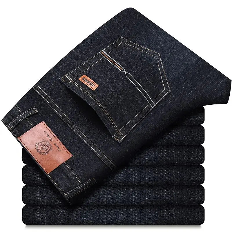 Men's Blue Straight-Leg Stretch Denim Jeans - Lightweight — product view