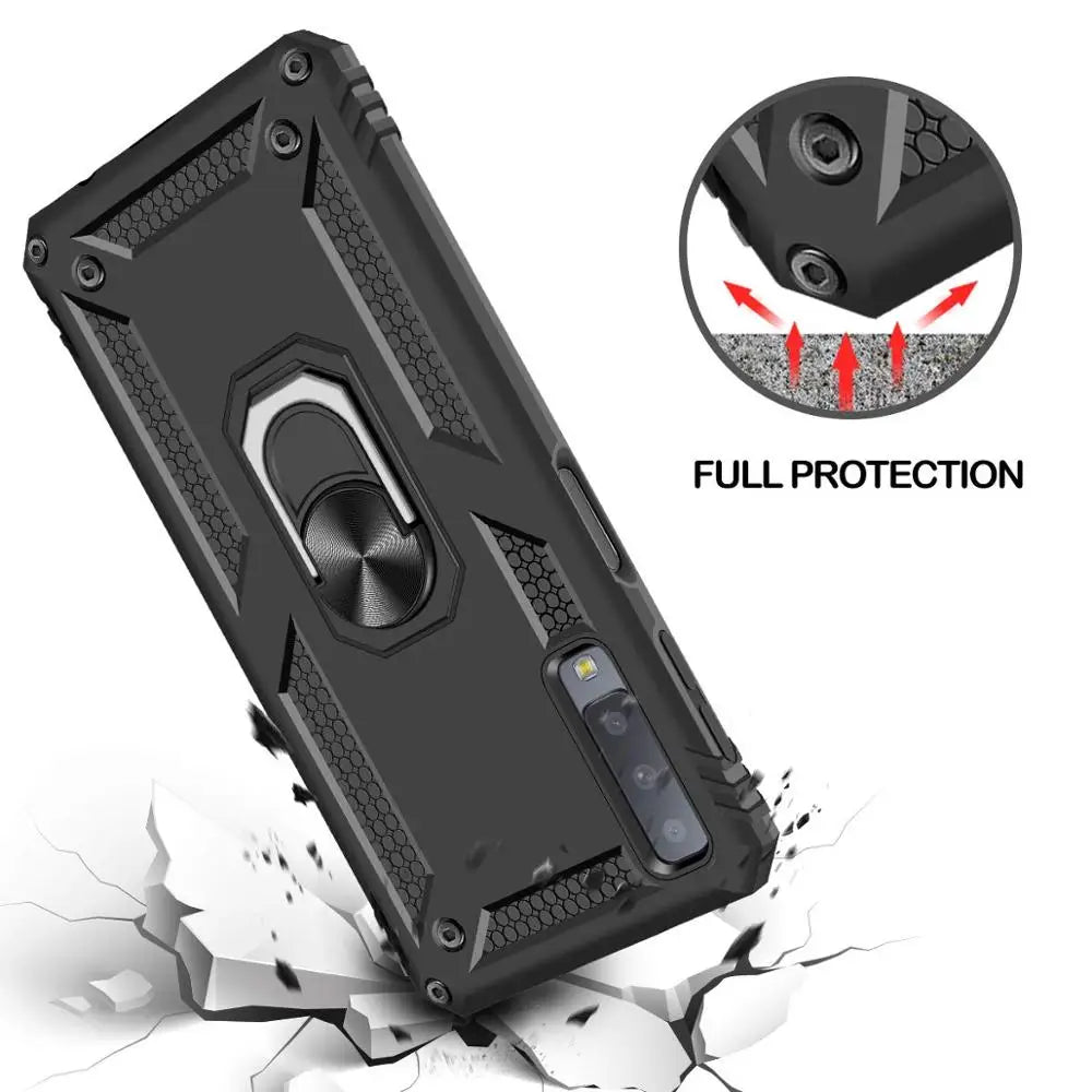 Ring Stand Phone Case for Samsung Galaxy M30, A40, A9 2018, A50, A8 Plus 2018, A40S, A7 2018 A750, A20, A20E, A70, A30, A9S, A6 Plus 2018, A6 2018, M20, A10, A8 2018, A9 Star Pro, A10E, A80, A90 4G, A2 Core A260