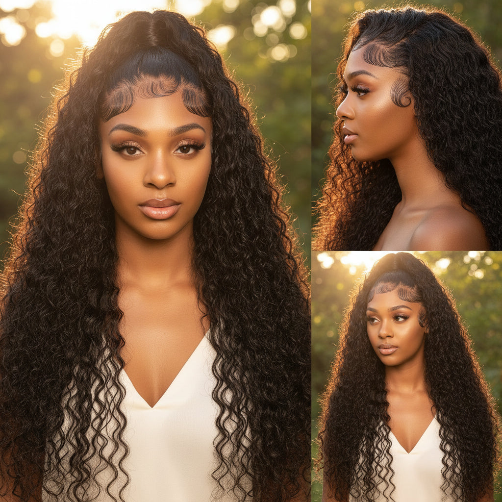 Deep Wave Human Hair Lace Wig — product view